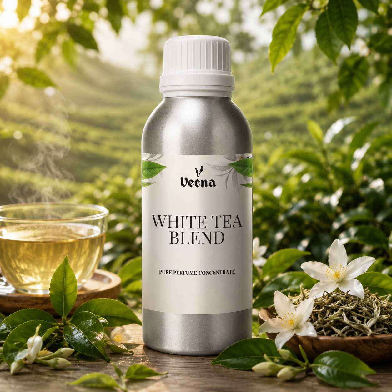 Veena White Tea Blend Pure Perfume Concentrate – Premium Crisp Spa Floral Tea Fragrance Oil