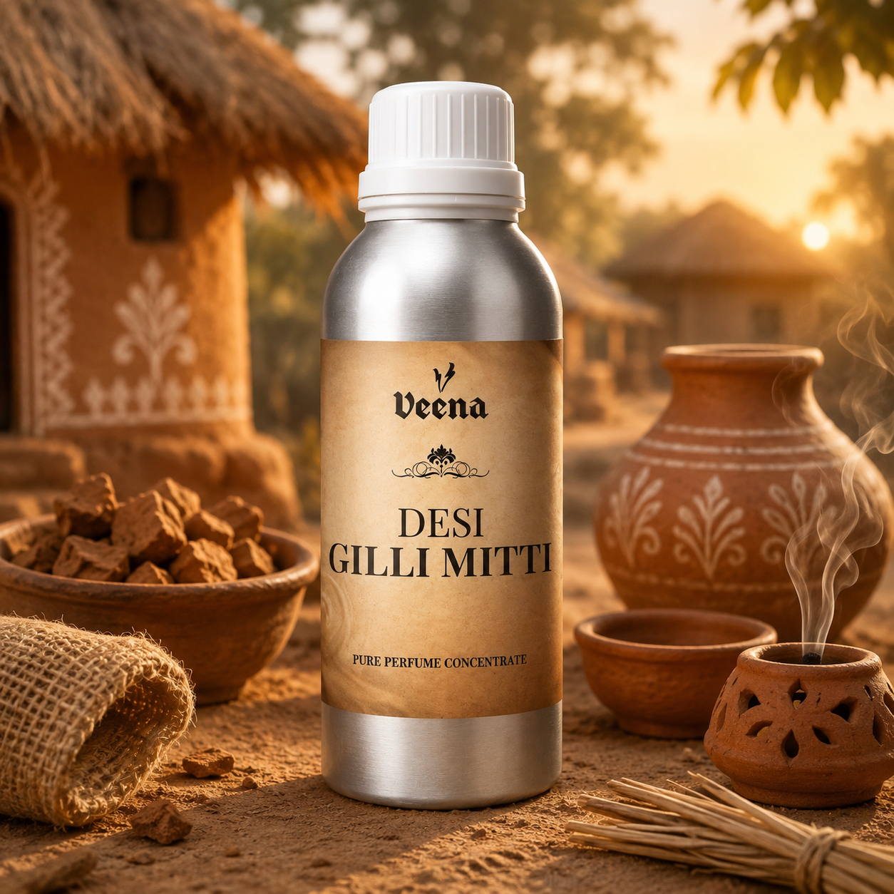 Veena Desi Gilli Mitti Pure Perfume Concentrate – Premium Authentic Petrichor Earthy Fragrance Oil