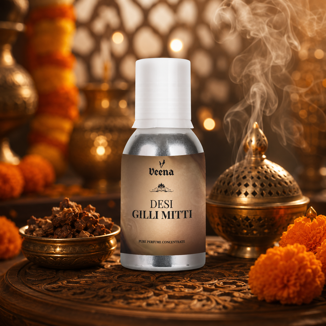 Veena Desi Gilli Mitti Pure Perfume Concentrate authentic petrichor wet earth fragrance oil bottle".