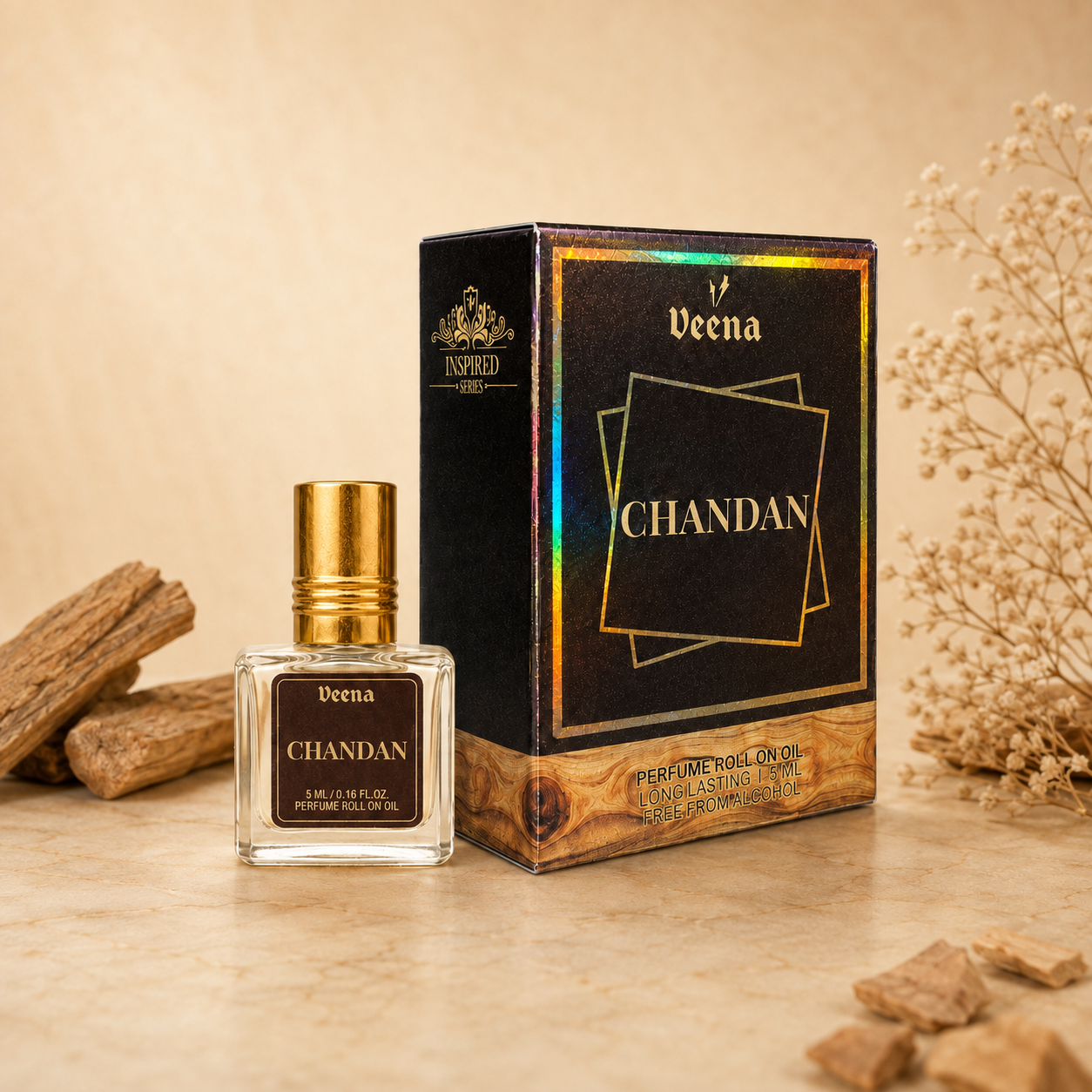 Chandan Sandalwood Perfume Roll-On Oil 5ml | Alcohol-Free