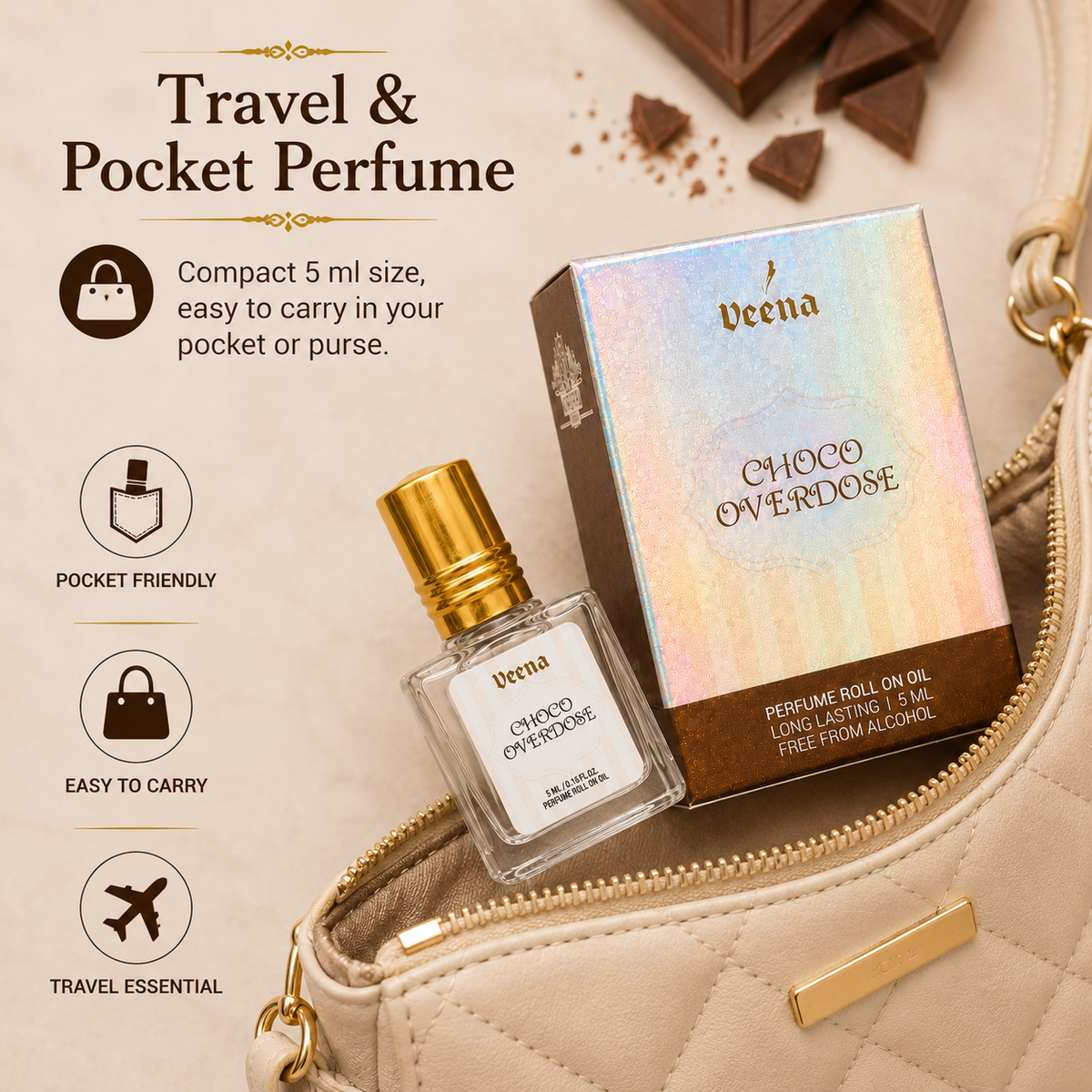 Choco Overdose Perfume Roll-On Oil 5ml | Alcohol-Free