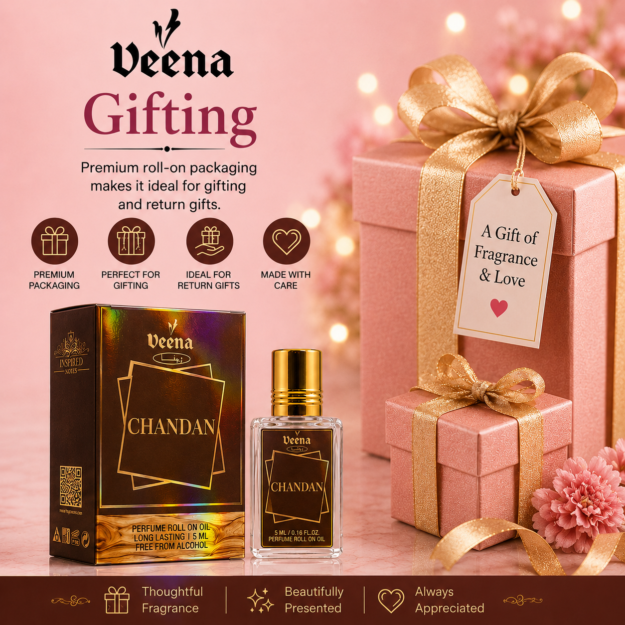 Chandan Sandalwood perfume roll-on for gifting and return gifts