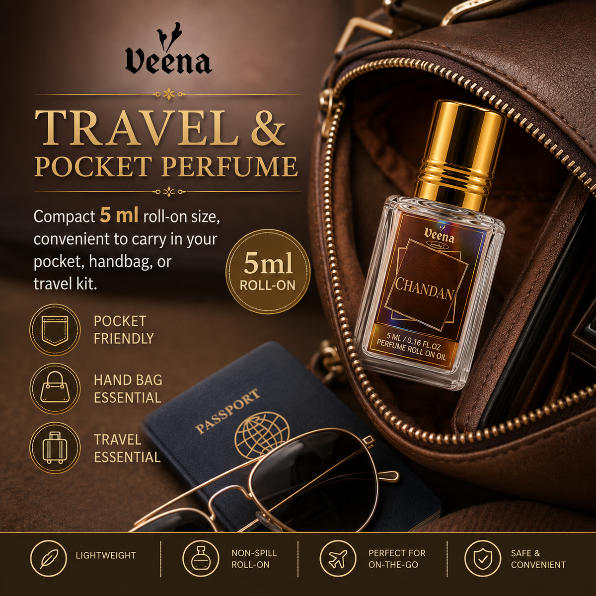 Chandan 5ml travel and pocket perfume roll-on oil