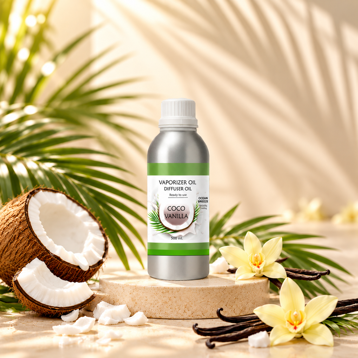 Veena Coco Vanilla Premium Vaporizer & Diffuser Oil | Sweet Coconut & Rich Vanilla Aroma for Air Humidifier, Home & Spa Ambiance