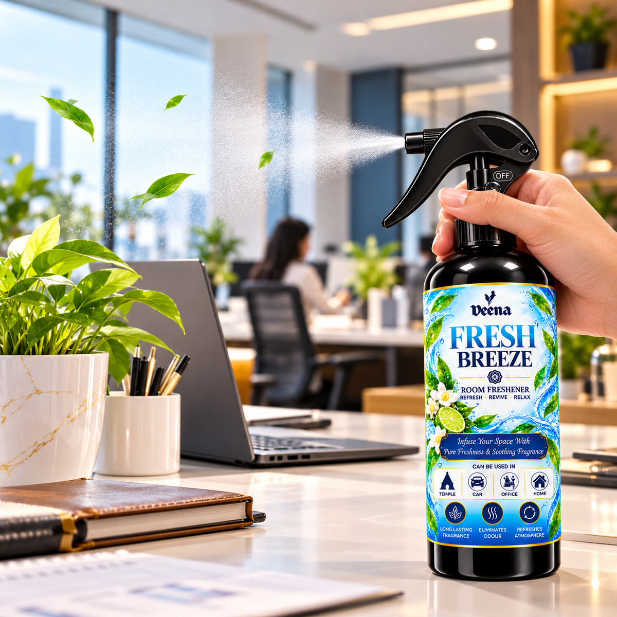 Veena Fresh Breeze Room Freshener Spray - Premium Long - Lasting Refreshing Room Spray
