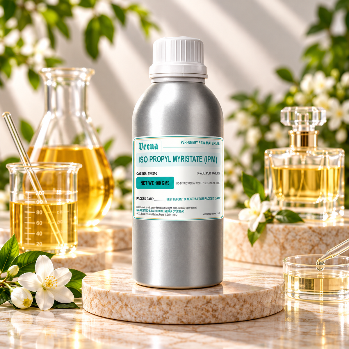 Veena Iso Propyl Myristate (IPM) – Premium Perfumery Raw Material  Perfume & Attar Base Solvent