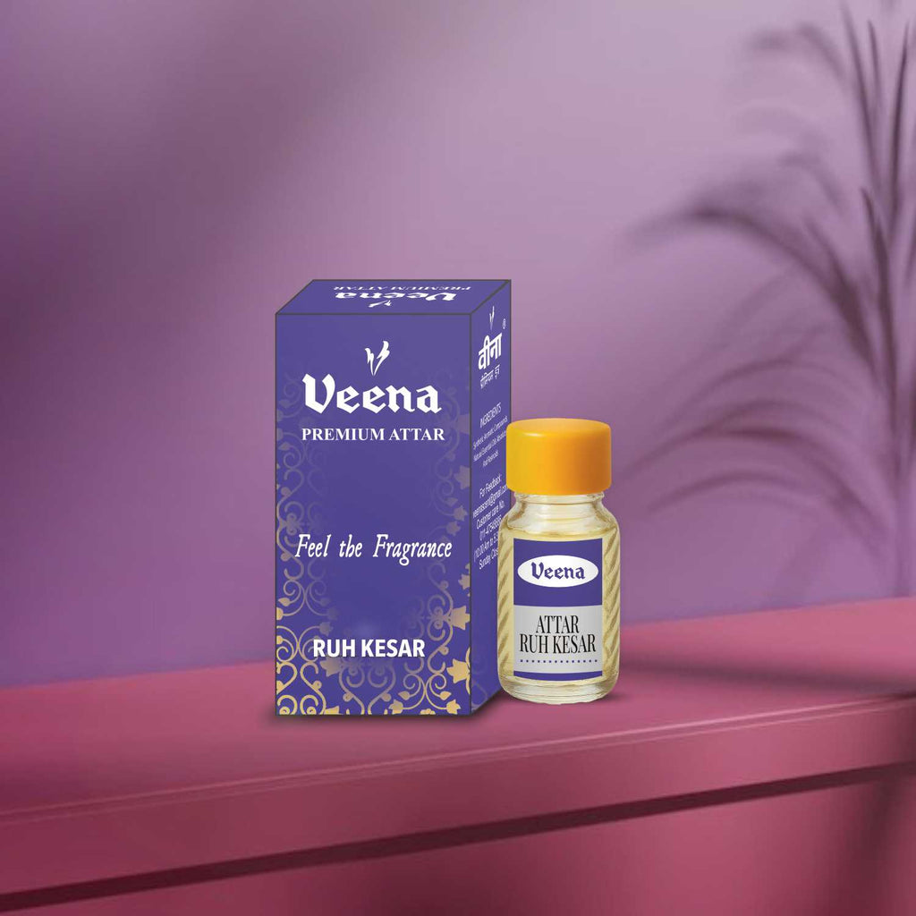 Veena Premium Ruh Kesar Attar Combo – 12 Bottles x 2ml Each