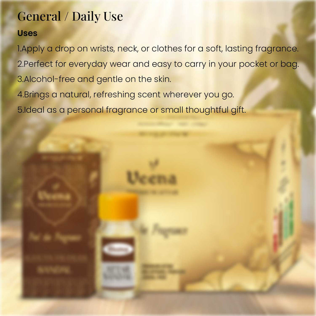 Veena Premium Sandal (Chandan) Attar Combo – 12 Bottles x 2ml Each