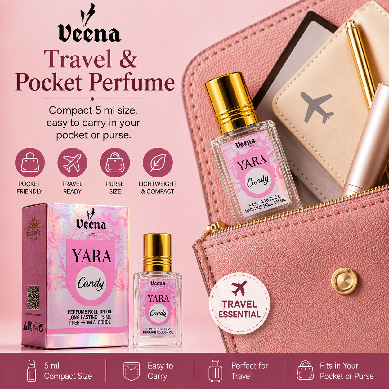 YARA Candy Perfume Roll-On Oil 5ml | Alcohol-Free