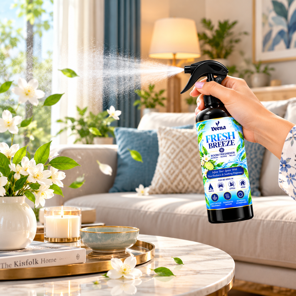 Veena Fresh Breeze Room Freshener Spray - Premium Long - Lasting Refreshing Room Spray