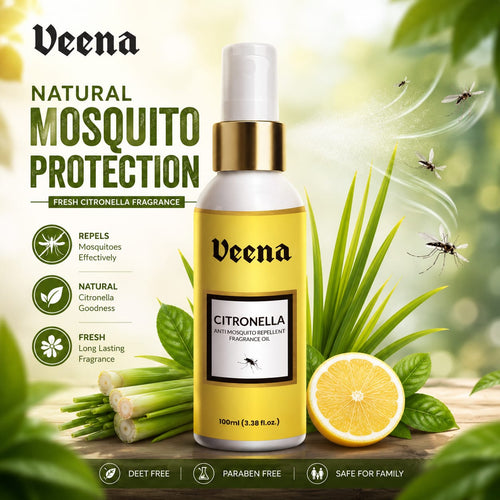 Veena Citronella Anti-Mosquito Repellent Fragrance Oil Spray (100ml)