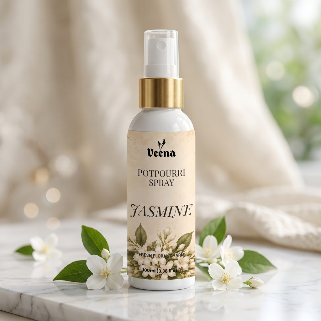 Veena Premium Jasmine Potpourri Room Spray – Fresh Floral Charm (100ml)