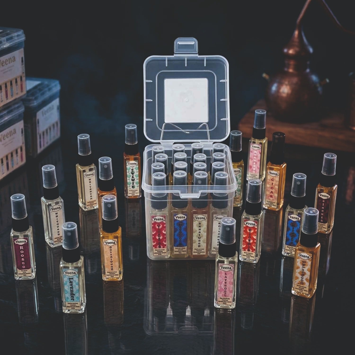 Veena Ultra Luxury Attar Intense Spray Set | Pack of 16 Alcohol-Free Premium Perfume Combo