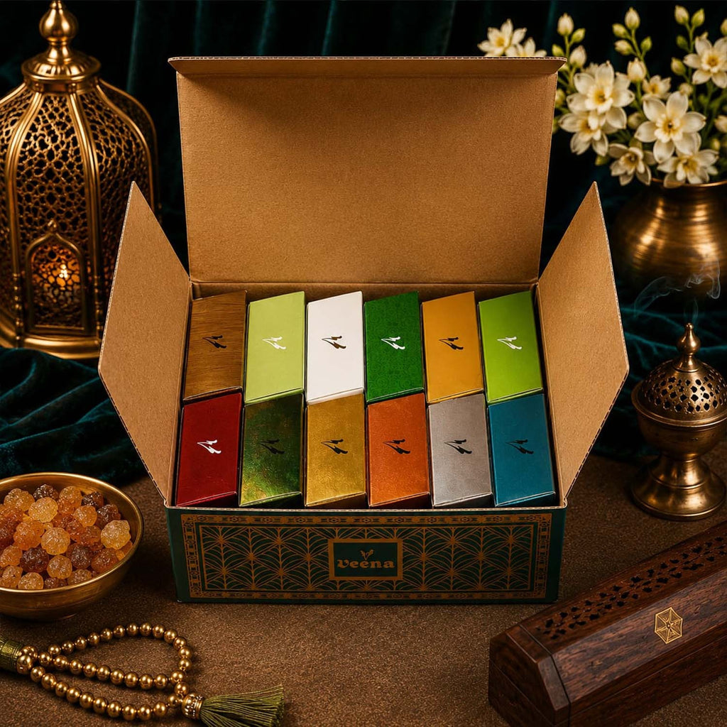 Veena Luxury Attar Collection – Premium Alcohol-Free Fragrance Set-12 Gift Box