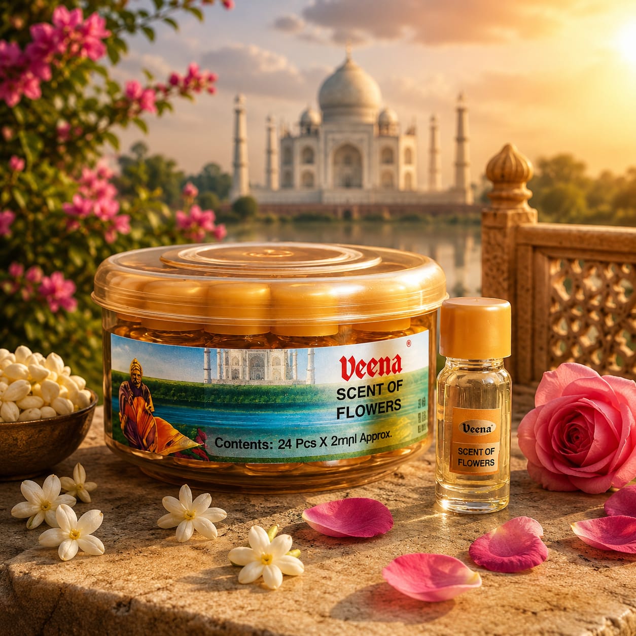 Veena Scent of Flowers (24 Bottle Jumbo Pack)