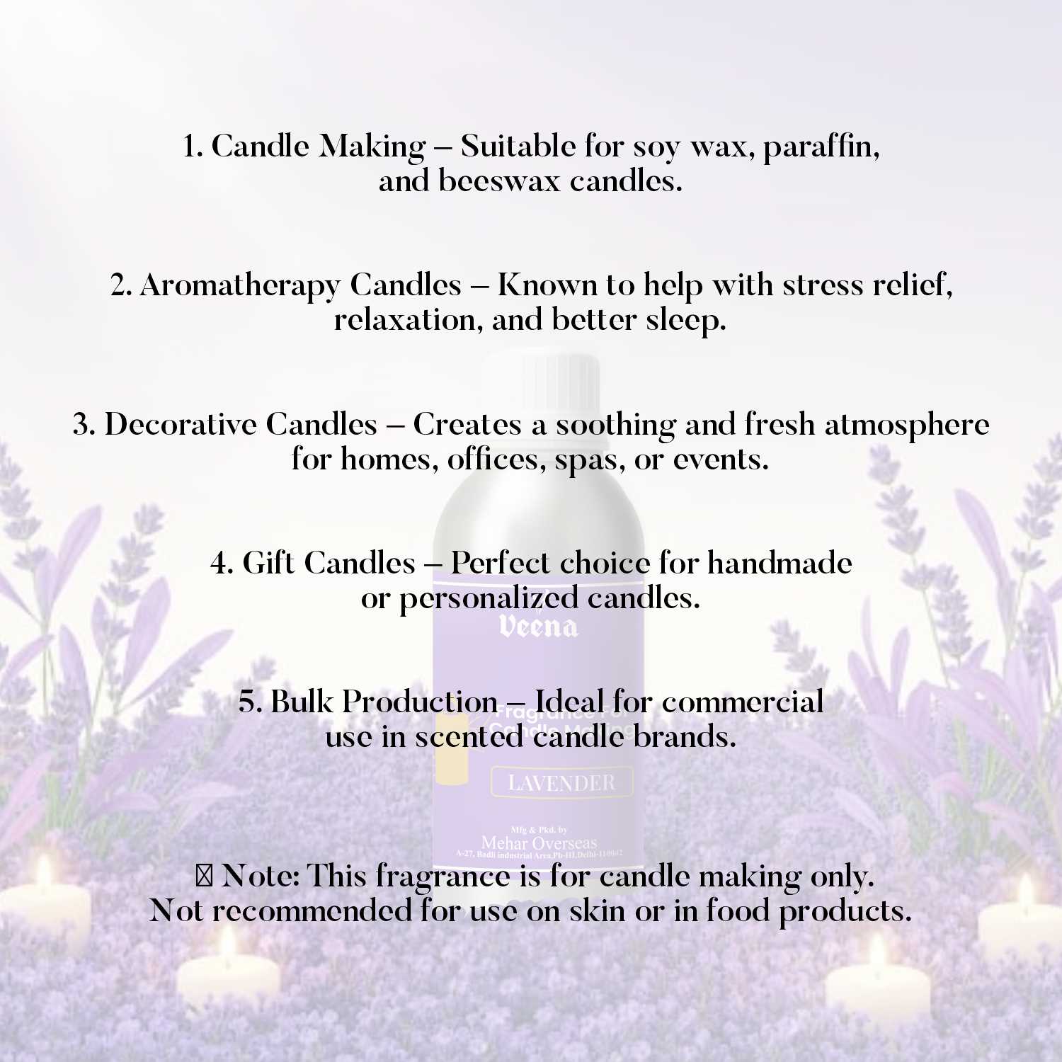 Lavender Fragrance Oil for Candle Making – 100 ml – Calming Floral Aroma