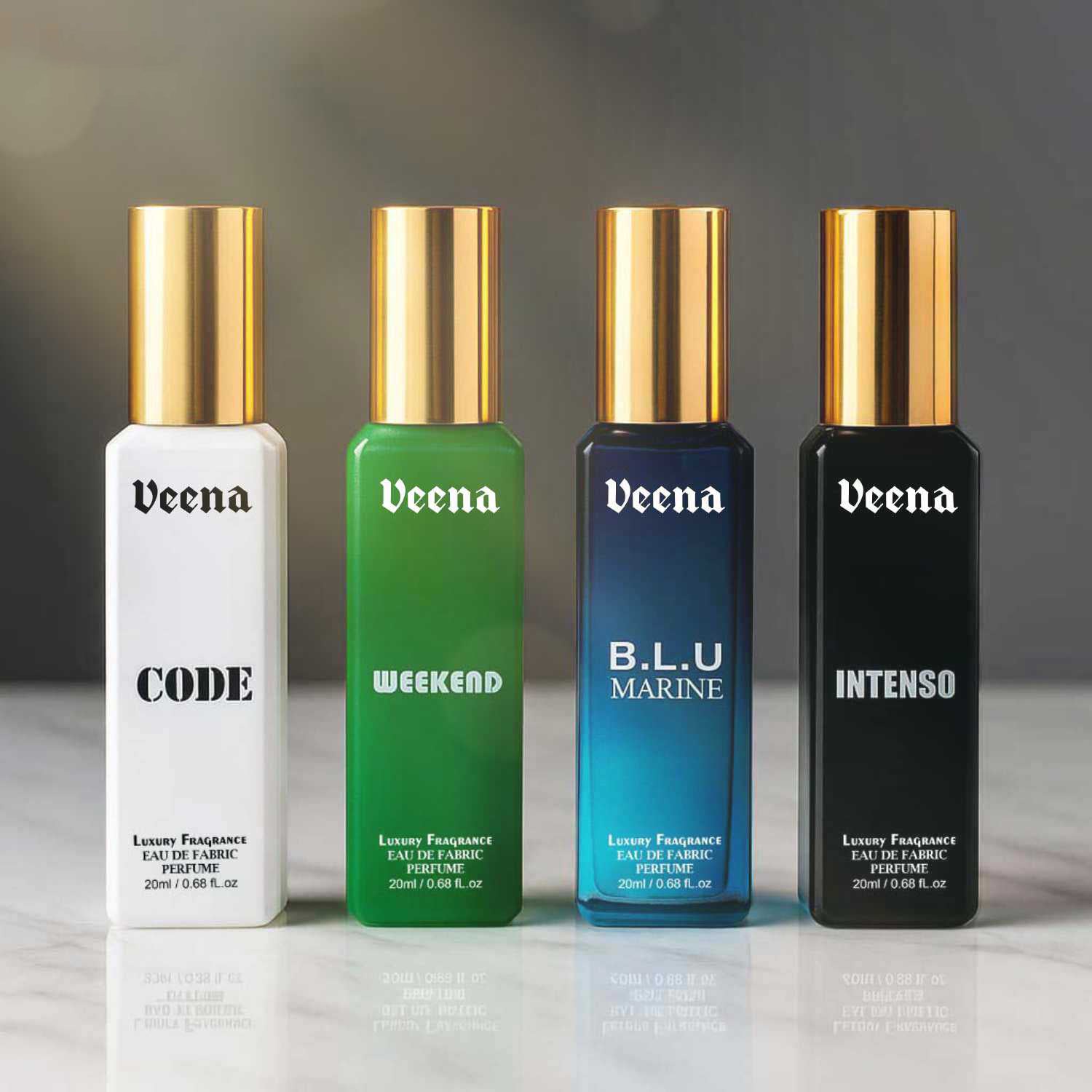 Veena Luxury Perfume French Collection – Code, Weekend, BLU Marine, Intenso (20ml)