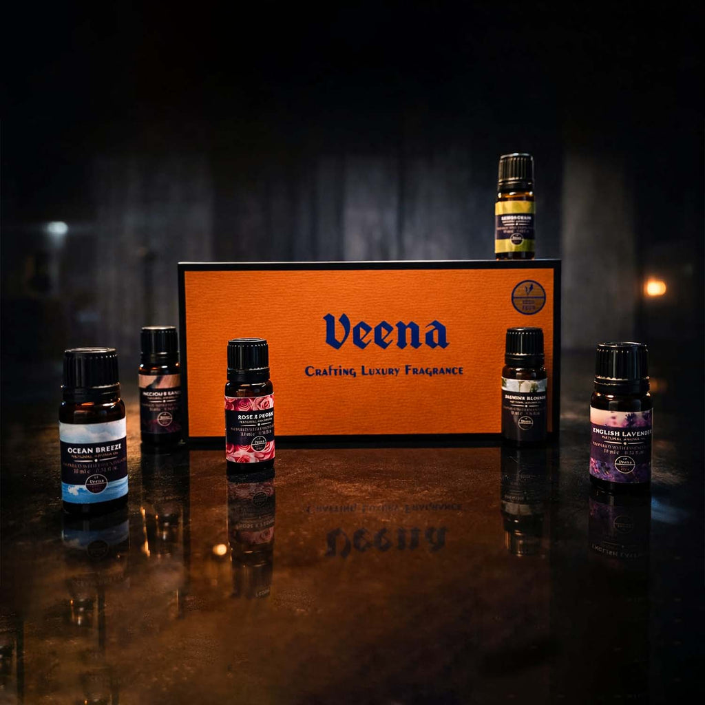 Premium Aroma Oil Combo - 6 Fragrant Scents (Lavender, Rose, Jasmine, Lemongrass, Sandal, Ocean Breeze)