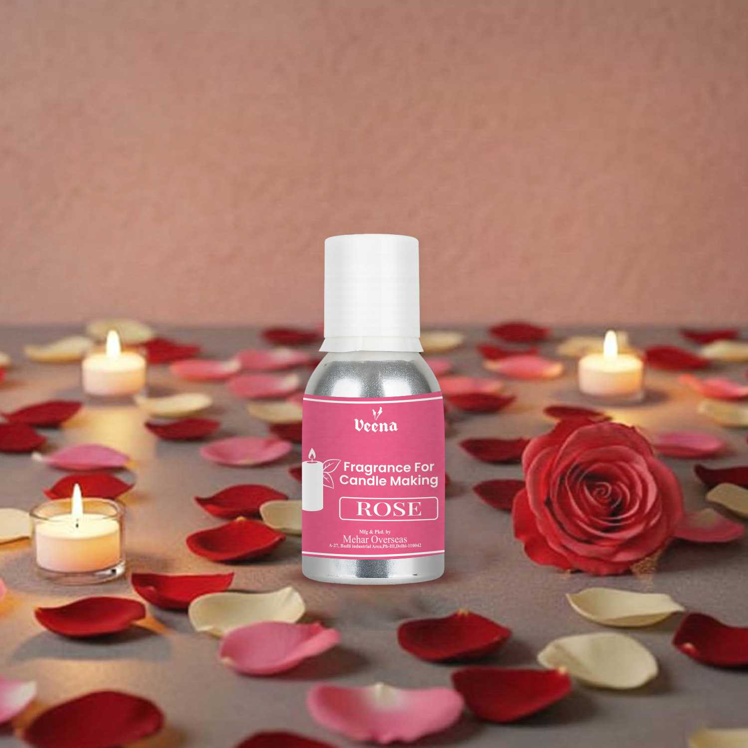 Veena Rose Fragrance Oil for Candle Making – Long Lasting Aroma