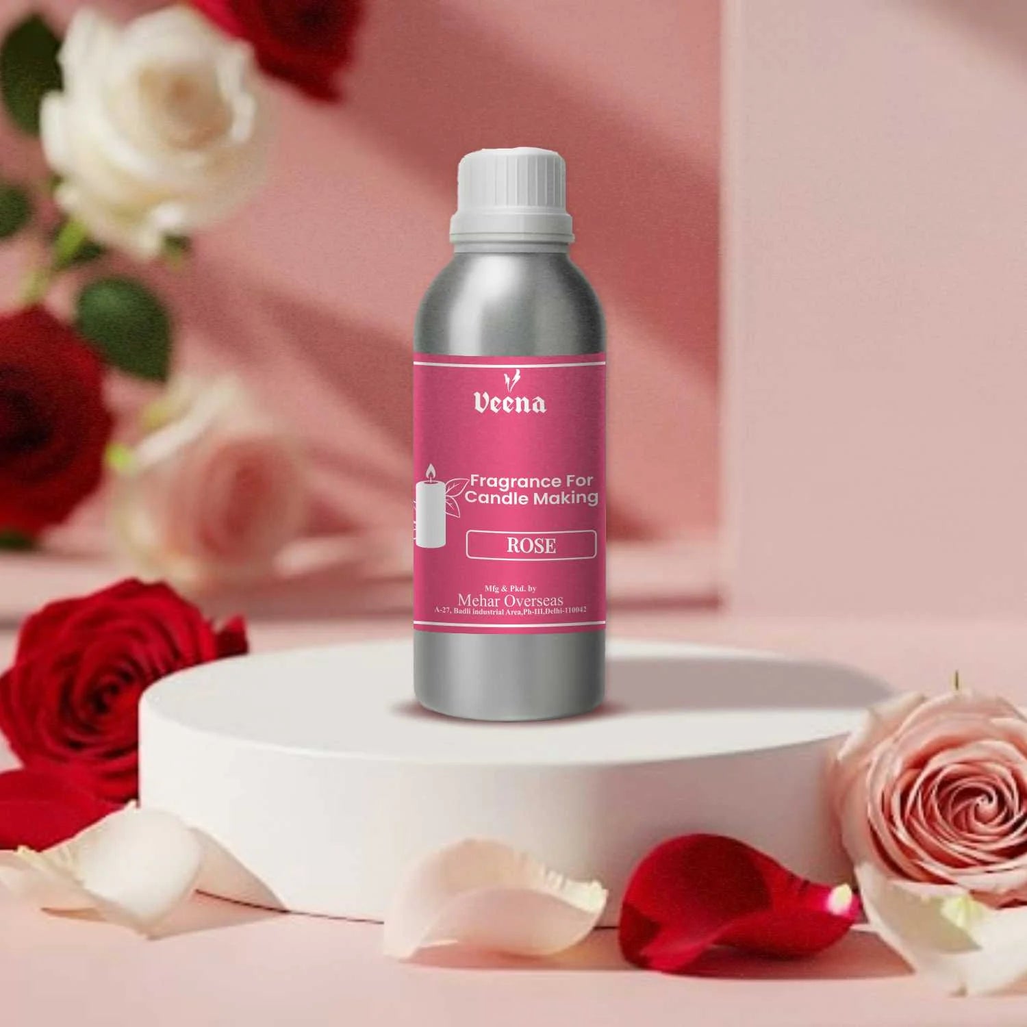 Veena Rose Fragrance Oil for Candle Making | Premium Concentrated Velvet Floral Scent for Soy, Paraffin, & Beeswax Scented Candles | Ideal for Aromatherapy, Stress Relief, & Bulk Production