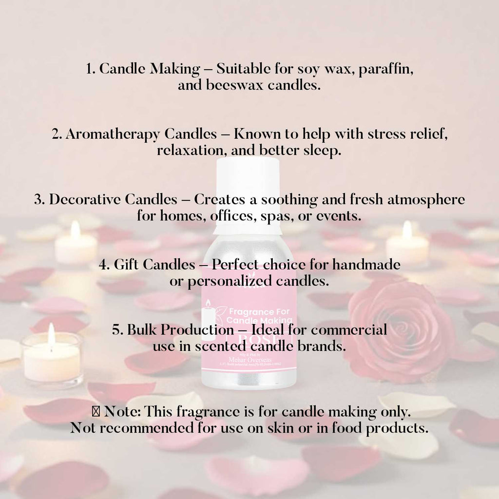 Veena Rose Fragrance Oil for Candle Making – Long Lasting Aroma