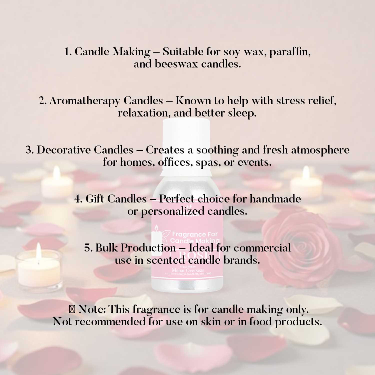 Veena Rose Fragrance Oil for Candle Making – Long Lasting Aroma