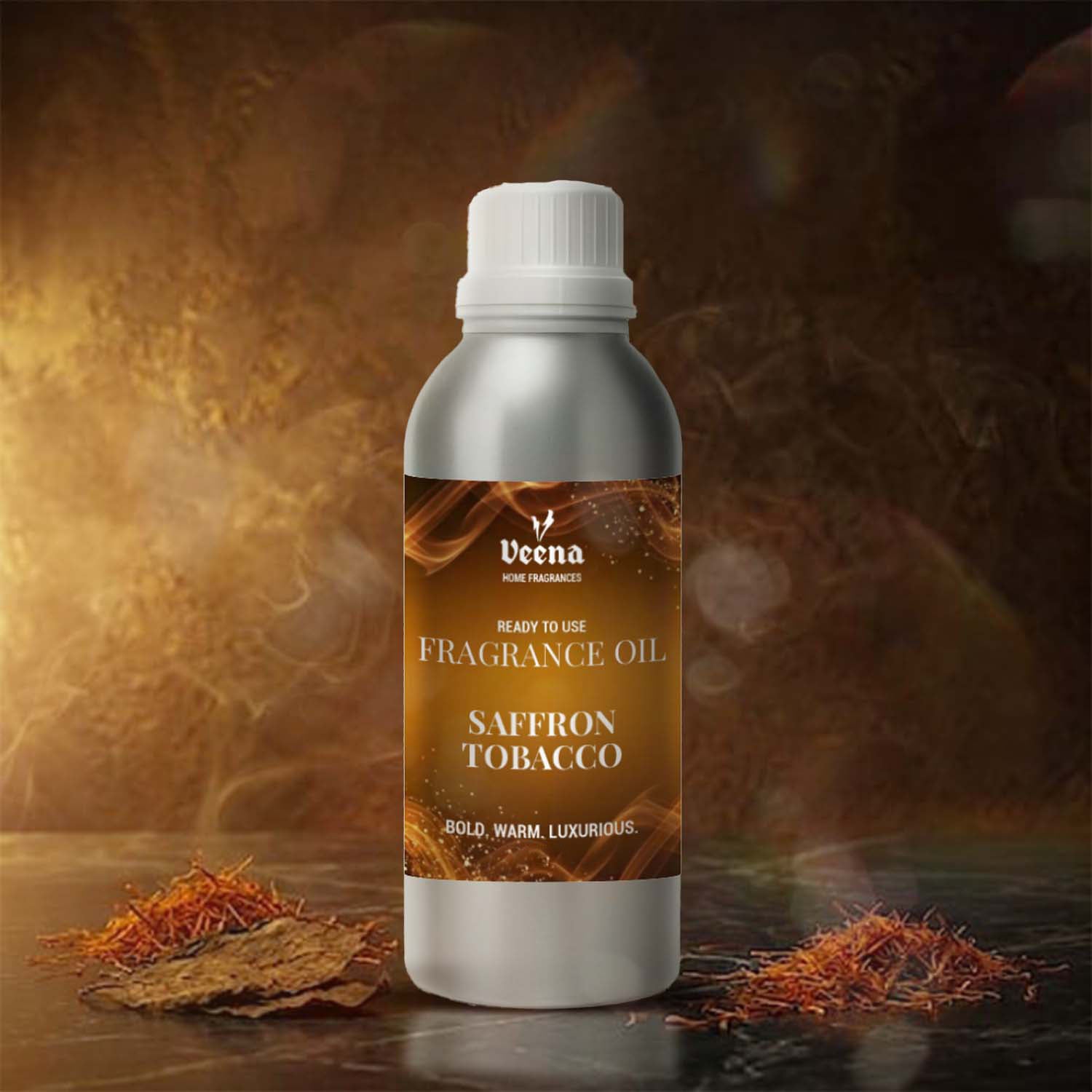 Veena Saffron Tobacco Home Fragrance Oil – Ready to Use Premium Aroma Blend, Bold, Warm, Luxurious