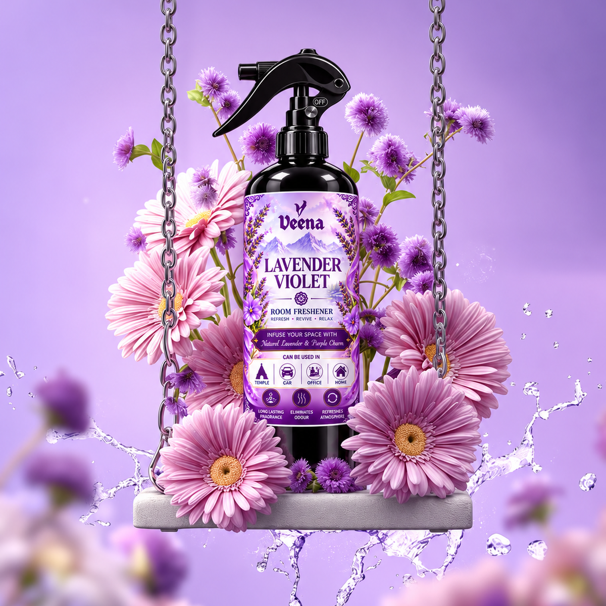 Veena Lavender Violet Room Freshener – Premium Long-Lasting Floral Room Spray